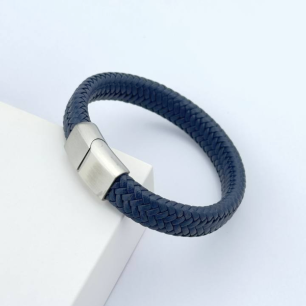 Pulsera Hegos Imperium en Cuero Trenzado Azul Cobalto
