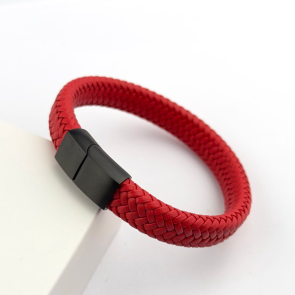 Pulsera Hegos Imperium en Cuero Trenzado Rojo Pasión