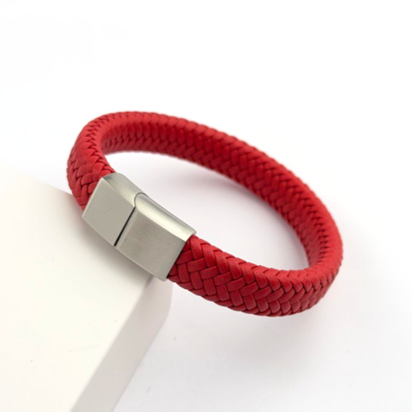 Pulsera Hegos Imperium en Cuero Trenzado Rojo Pasión