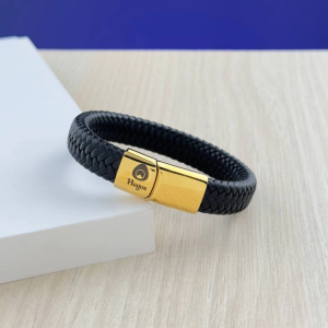 Pulsera Hegos Imperium en Cuero Trenzado Negro Imperial